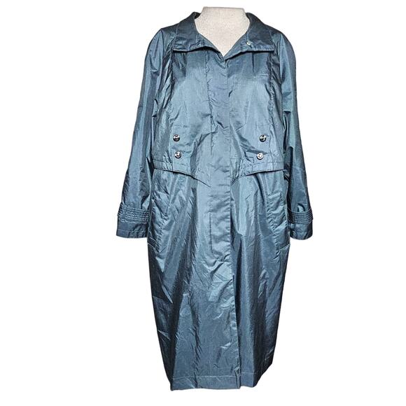 Vintage 80s Green Trench Coat Size Large - Picture 1 of 2